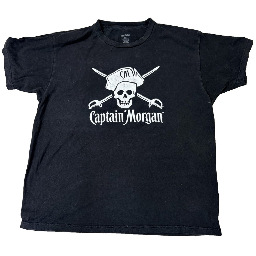 Captain Morgan Skull and Crossed Swords Black XL Men's T Shirt